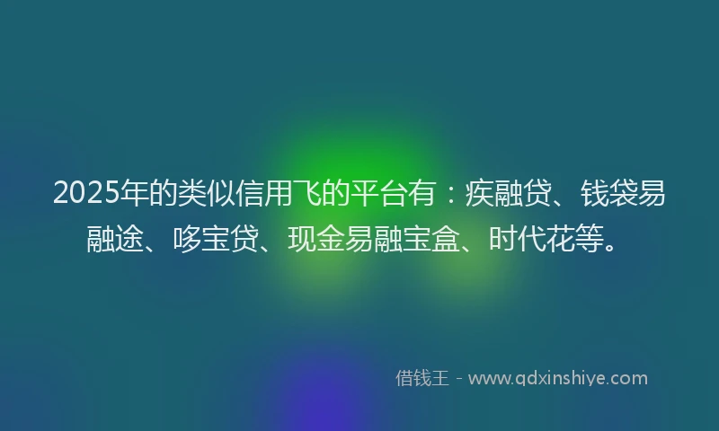 2025年的类似信用飞的平台有：疾融贷、钱袋易融途、哆宝贷、现金易融宝盒、时代花等。