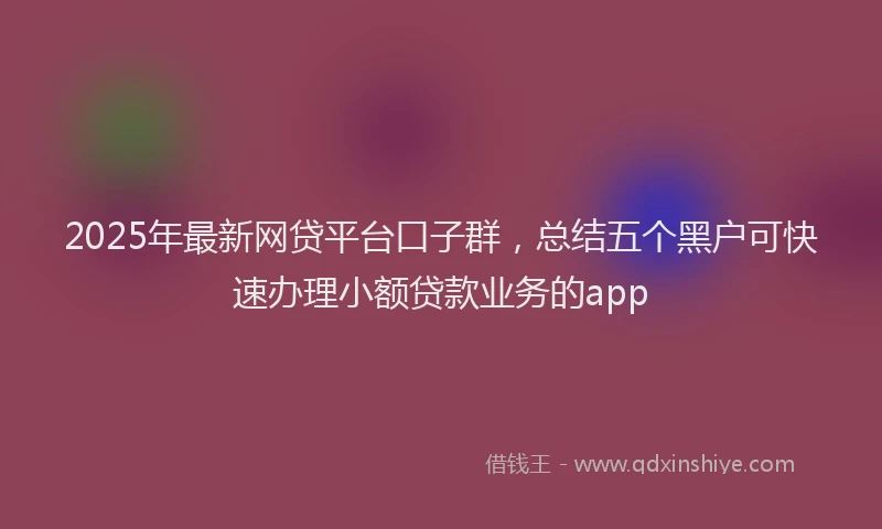2025年最新网贷平台口子群，总结五个黑户可快速办理小额贷款业务的app