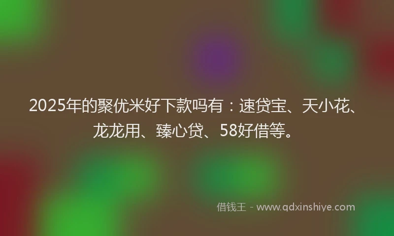 2025年的聚优米好下款吗有：速贷宝、天小花、龙龙用、臻心贷、58好借等。