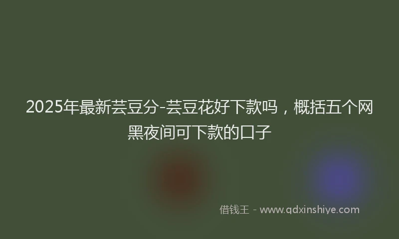 2025年最新芸豆分-芸豆花好下款吗，概括五个网黑夜间可下款的口子