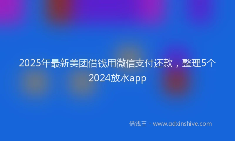 2025年最新美团借钱用微信支付还款，整理5个2024放水app