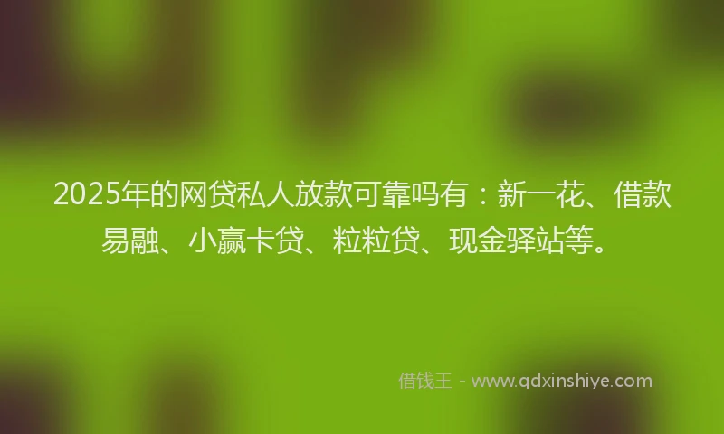 2025年的网贷私人放款可靠吗有：新一花、借款易融、小赢卡贷、粒粒贷、现金驿站等。
