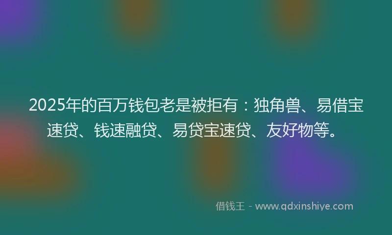 2025年的百万钱包老是被拒有：独角兽、易借宝速贷、钱速融贷、易贷宝速贷、友好物等。