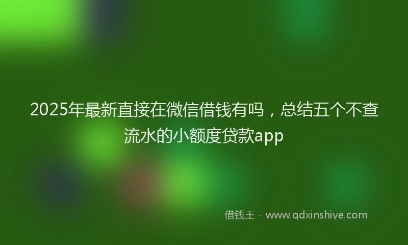 2025年最新直接在微信借钱有吗，总结五个不查流水的小额度贷款app