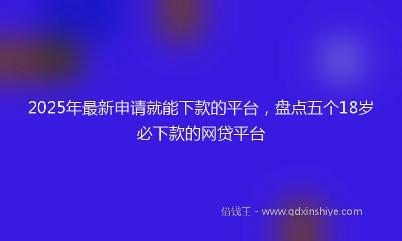 2025年最新申请就能下款的平台，盘点五个18岁必下款的网贷平台