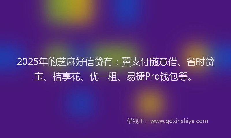 2025年的芝麻好信贷有：翼支付随意借、省时贷宝、桔享花、优一租、易捷Pro钱包等。