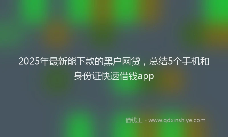 2025年最新能下款的黑户网贷，总结5个手机和身份证快速借钱app