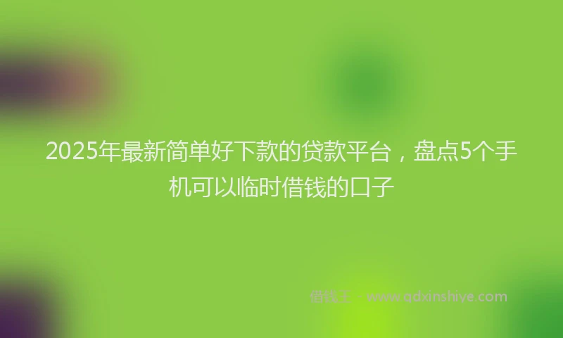2025年最新简单好下款的贷款平台，盘点5个手机可以临时借钱的口子