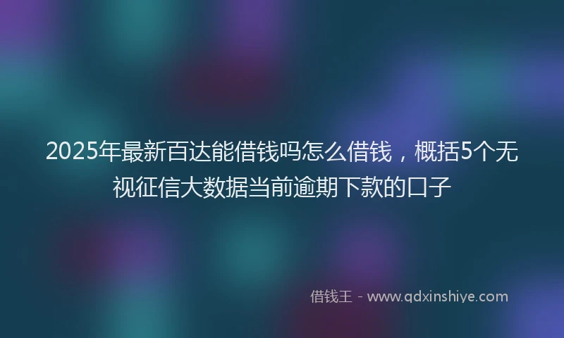 2025年最新百达能借钱吗怎么借钱，概括5个无视征信大数据当前逾期下款的口子