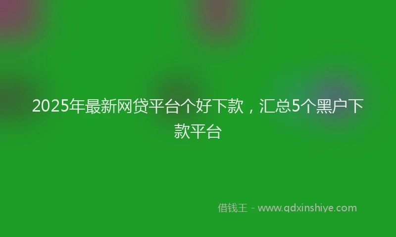 2025年最新网贷平台个好下款，汇总5个黑户下款平台