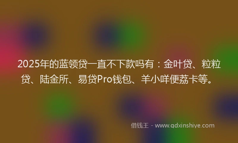2025年的蓝领贷一直不下款吗有：金叶贷、粒粒贷、陆金所、易贷Pro钱包、羊小咩便荔卡等。