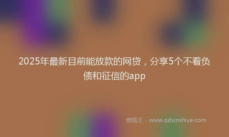 2025年最新目前能放款的网贷，分享5个不看负债和征信的app