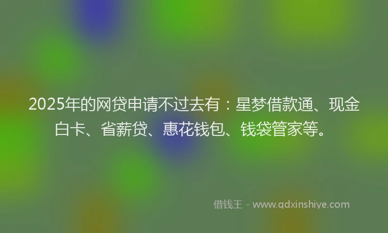 2025年的网贷申请不过去有：星梦借款通、现金白卡、省薪贷、惠花钱包、钱袋管家等。