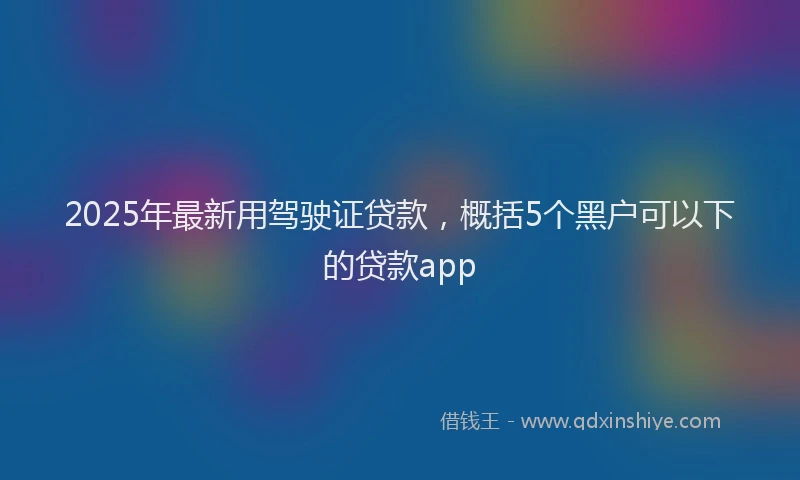 2025年最新用驾驶证贷款，概括5个黑户可以下的贷款app