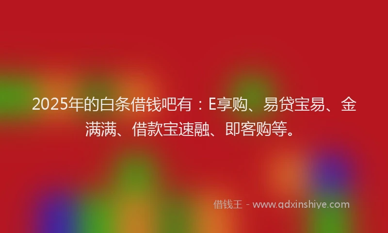 2025年的白条借钱吧有：E享购、易贷宝易、金满满、借款宝速融、即客购等。