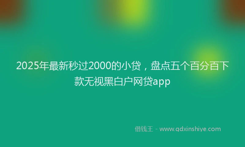 2025年最新秒过2000的小贷，盘点五个百分百下款无视黑白户网贷app