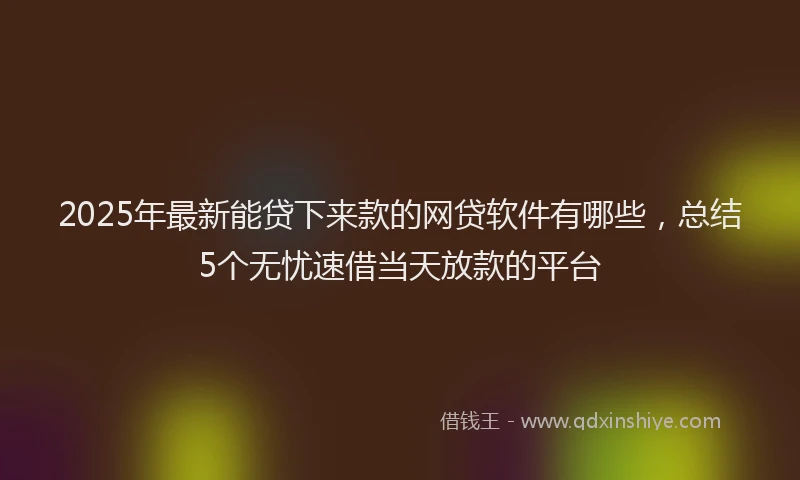 2025年最新能贷下来款的网贷软件有哪些，总结5个无忧速借当天放款的平台