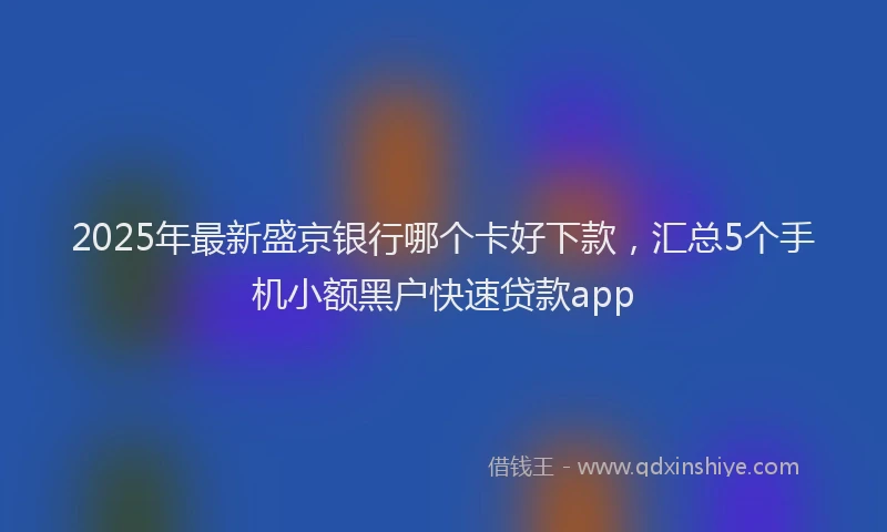 2025年最新盛京银行哪个卡好下款，汇总5个手机小额黑户快速贷款app