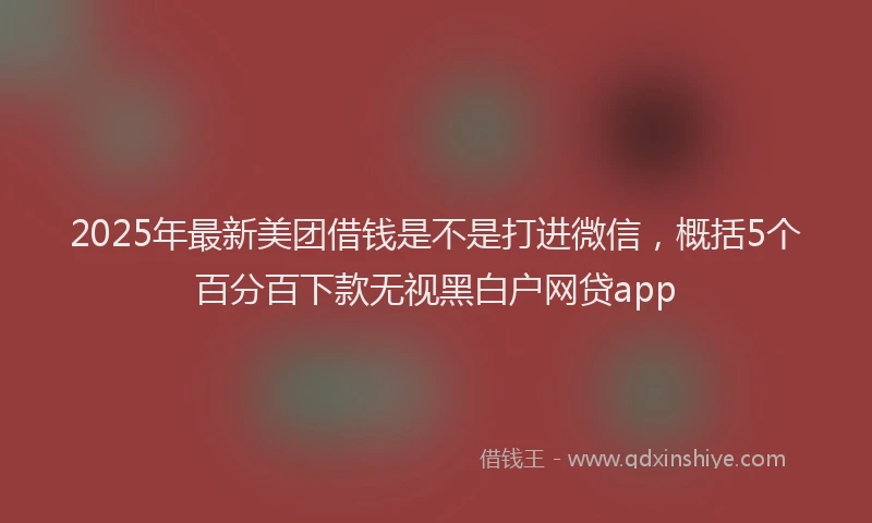 2025年最新美团借钱是不是打进微信，概括5个百分百下款无视黑白户网贷app