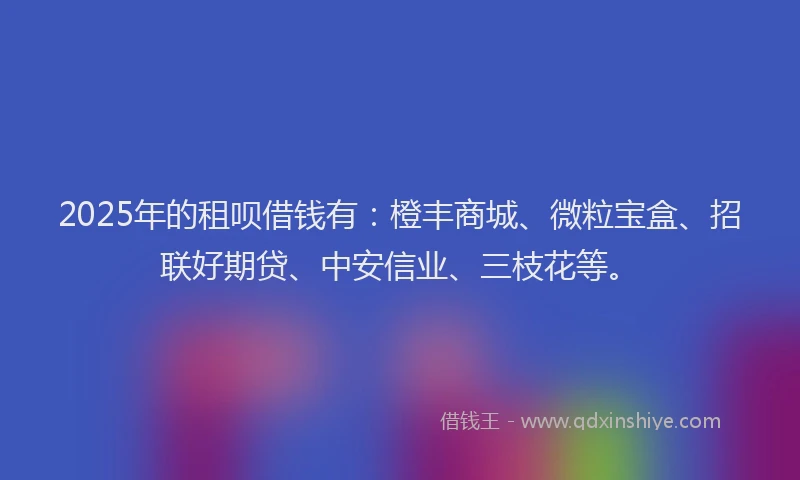 2025年的租呗借钱有：橙丰商城、微粒宝盒、招联好期贷、中安信业、三枝花等。