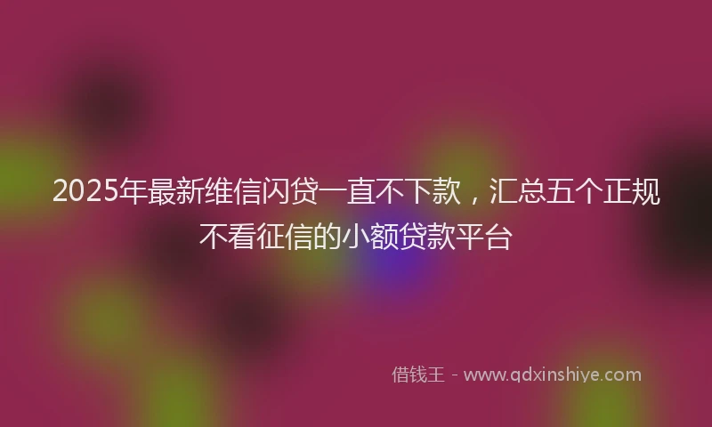2025年最新维信闪贷一直不下款，汇总五个正规不看征信的小额贷款平台