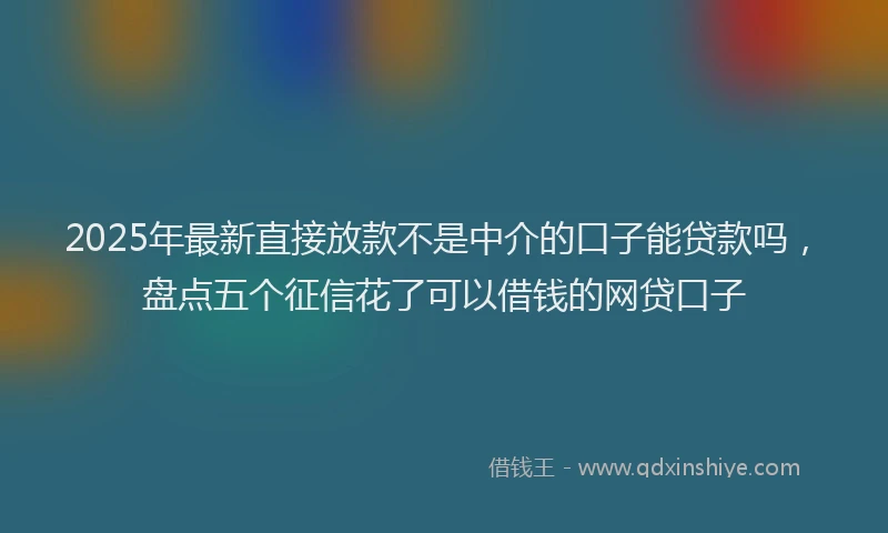 2025年最新直接放款不是中介的口子能贷款吗，盘点五个征信花了可以借钱的网贷口子