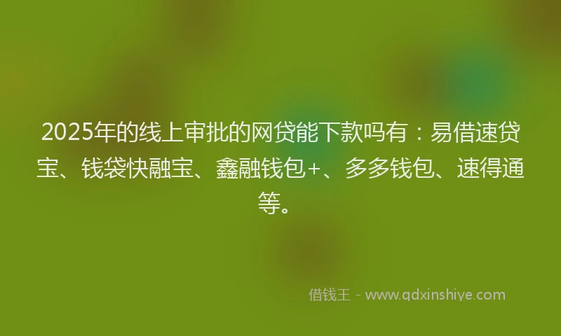 2025年的线上审批的网贷能下款吗有：易借速贷宝、钱袋快融宝、鑫融钱包+、多多钱包、速得通等。