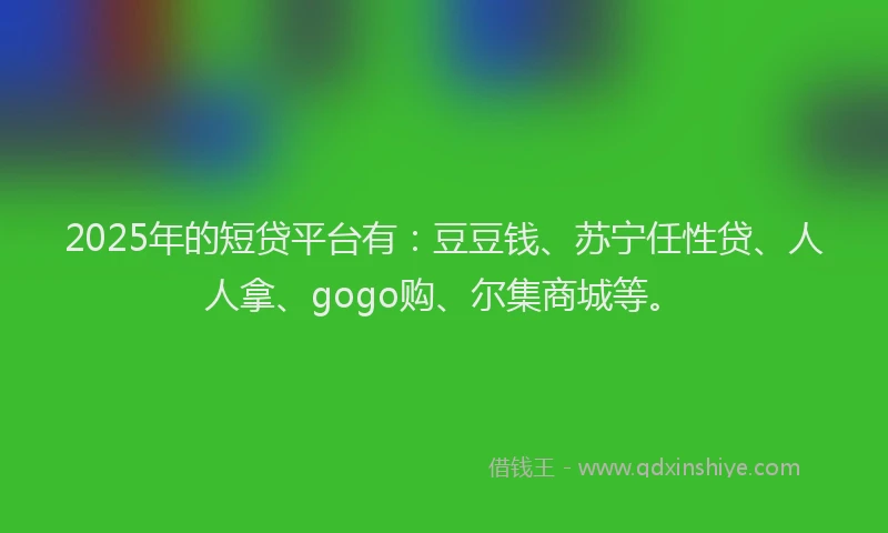 2025年的短贷平台有：豆豆钱、苏宁任性贷、人人拿、gogo购、尔集商城等。