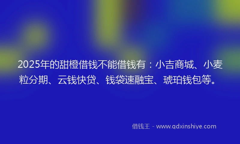 2025年的甜橙借钱不能借钱有：小吉商城、小麦粒分期、云钱快贷、钱袋速融宝、琥珀钱包等。