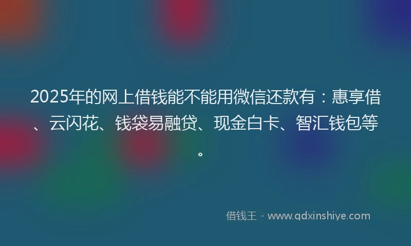 2025年的网上借钱能不能用微信还款有：惠享借、云闪花、钱袋易融贷、现金白卡、智汇钱包等。