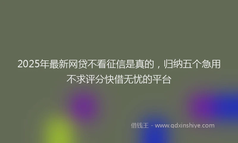 2025年最新网贷不看征信是真的，归纳五个急用不求评分快借无忧的平台