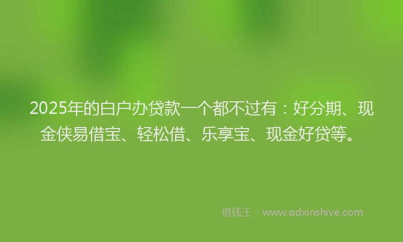 2025年的白户办贷款一个都不过有：好分期、现金侠易借宝、轻松借、乐享宝、现金好贷等。