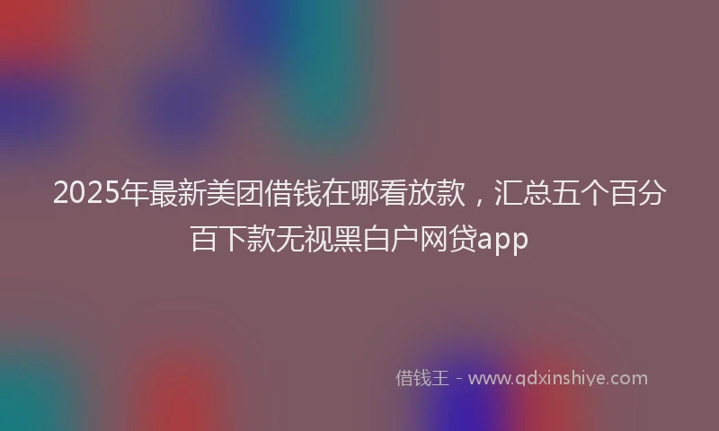 2025年最新美团借钱在哪看放款，汇总五个百分百下款无视黑白户网贷app