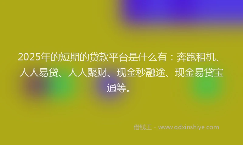 2025年的短期的贷款平台是什么有：奔跑租机、人人易贷、人人聚财、现金秒融途、现金易贷宝通等。