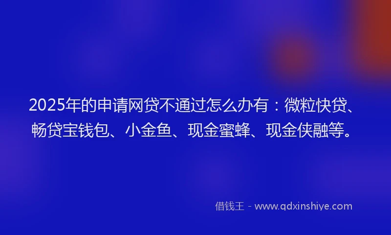 2025年的申请网贷不通过怎么办有：微粒快贷、畅贷宝钱包、小金鱼、现金蜜蜂、现金侠融等。