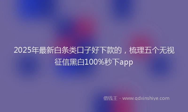 2025年最新白条类口子好下款的，梳理五个无视征信黑白100%秒下app