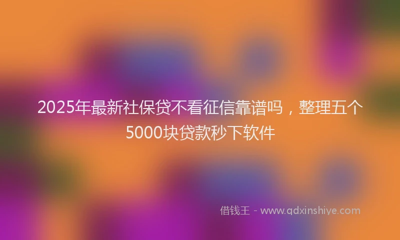 2025年最新社保贷不看征信靠谱吗，整理五个5000块贷款秒下软件