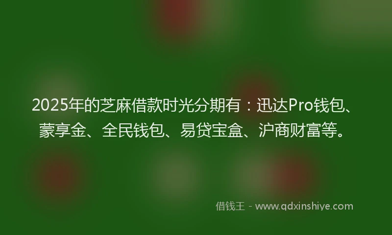 2025年的芝麻借款时光分期有：迅达Pro钱包、蒙享金、全民钱包、易贷宝盒、沪商财富等。