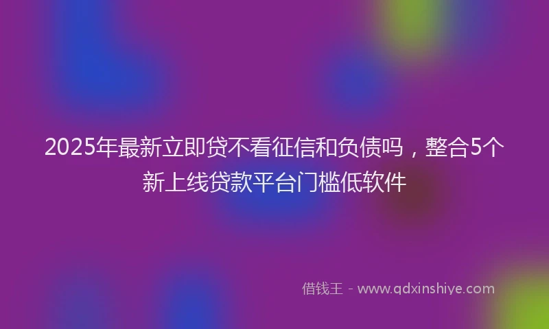 2025年最新立即贷不看征信和负债吗，整合5个新上线贷款平台门槛低软件