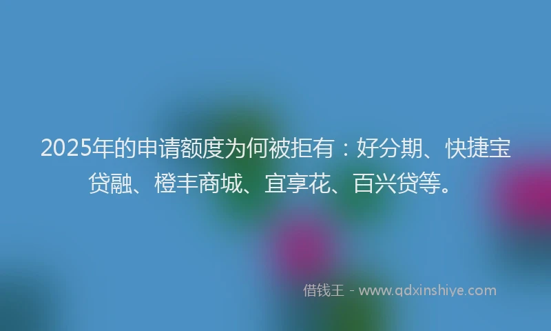 2025年的申请额度为何被拒有：好分期、快捷宝贷融、橙丰商城、宜享花、百兴贷等。