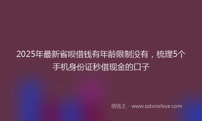 2025年最新省呗借钱有年龄限制没有，梳理5个手机身份证秒借现金的口子