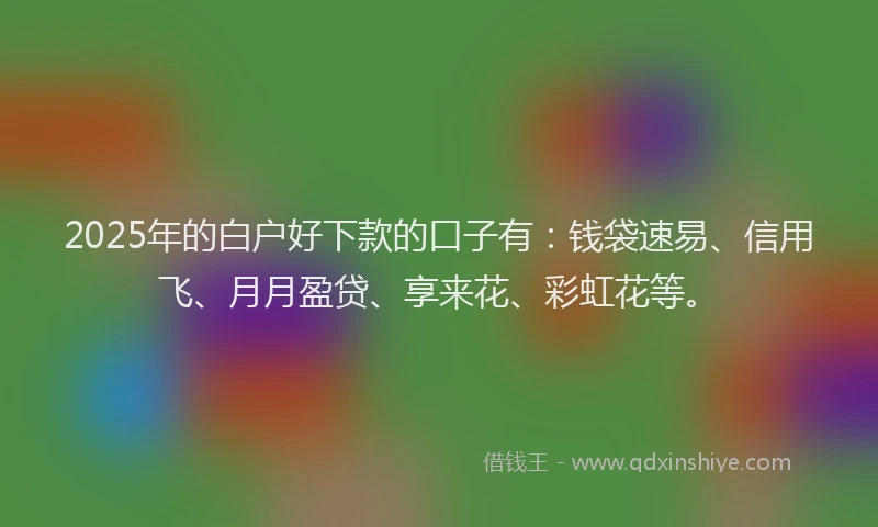 2025年的白户好下款的口子有：钱袋速易、信用飞、月月盈贷、享来花、彩虹花等。