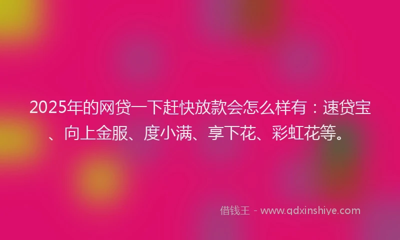 2025年的网贷一下赶快放款会怎么样有：速贷宝、向上金服、度小满、享下花、彩虹花等。