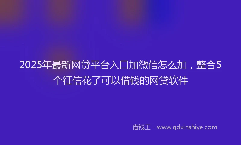 2025年最新网贷平台入口加微信怎么加，整合5个征信花了可以借钱的网贷软件