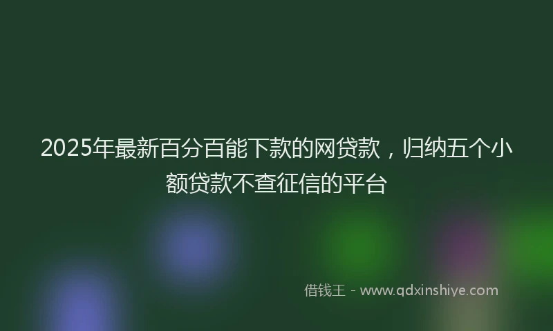 2025年最新百分百能下款的网贷款，归纳五个小额贷款不查征信的平台