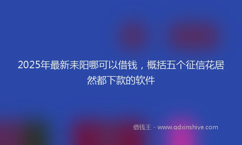2025年最新耒阳哪可以借钱，概括五个征信花居然都下款的软件
