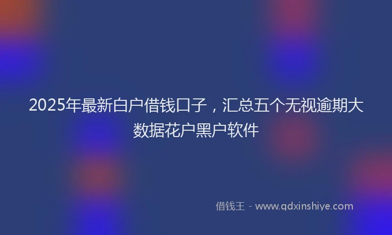 2025年最新白户借钱口子，汇总五个无视逾期大数据花户黑户软件