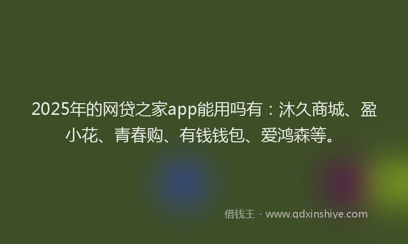 2025年的网贷之家app能用吗有：沐久商城、盈小花、青春购、有钱钱包、爱鸿森等。