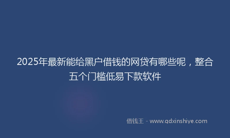 2025年最新能给黑户借钱的网贷有哪些呢，整合五个门槛低易下款软件