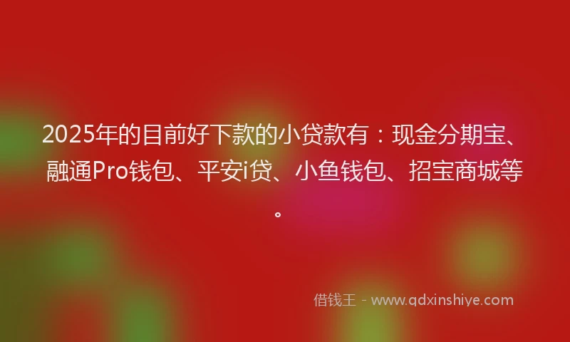 2025年的目前好下款的小贷款有：现金分期宝、融通Pro钱包、平安i贷、小鱼钱包、招宝商城等。
